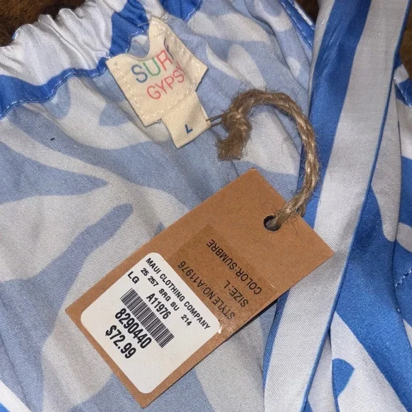 NWT Surf Gypsy Blue and White Floral Dress size large $73 - Picture 6 of 13